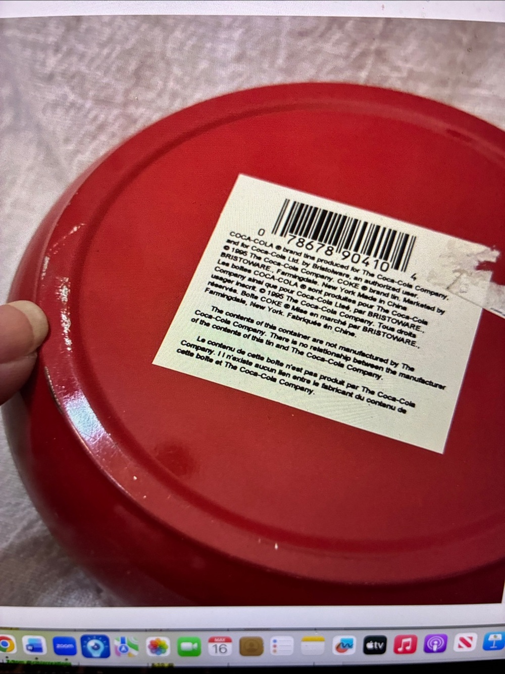 Vintage Coca-Cola Red and White Round Bottle Logo Tin 1995 Coke Metal - Picture 6 of 8